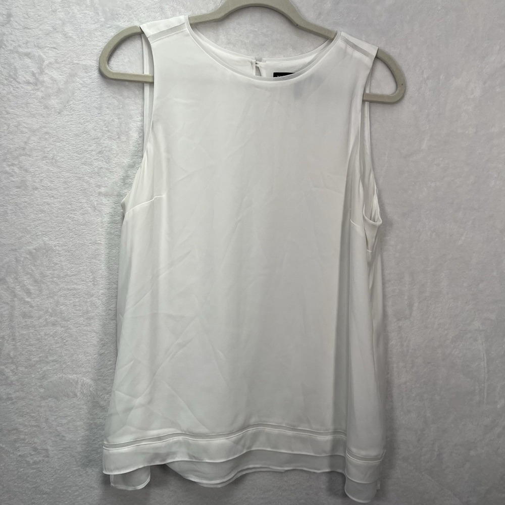 White House Black Market Sleeveless Shell Tank Womens Large White Sheer Dressy